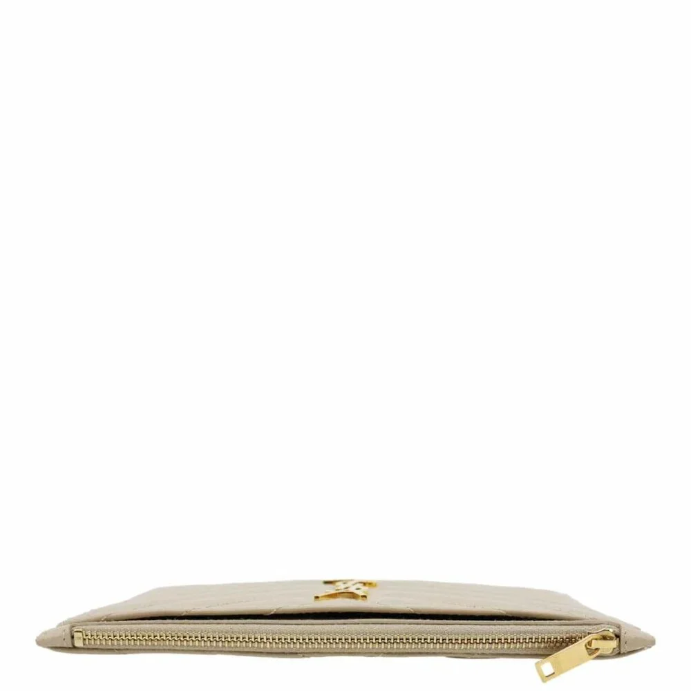 Yves Saint Laurent Monogram Bill Grain De Poudre Chevron Leather Zip Pouch Beige - Picture 4 of 12